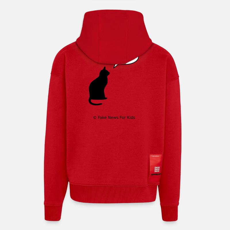Fausses nouvelles pour les enfants - Veste à capuche bio épaisse oversize fabriqué en UE - rouge