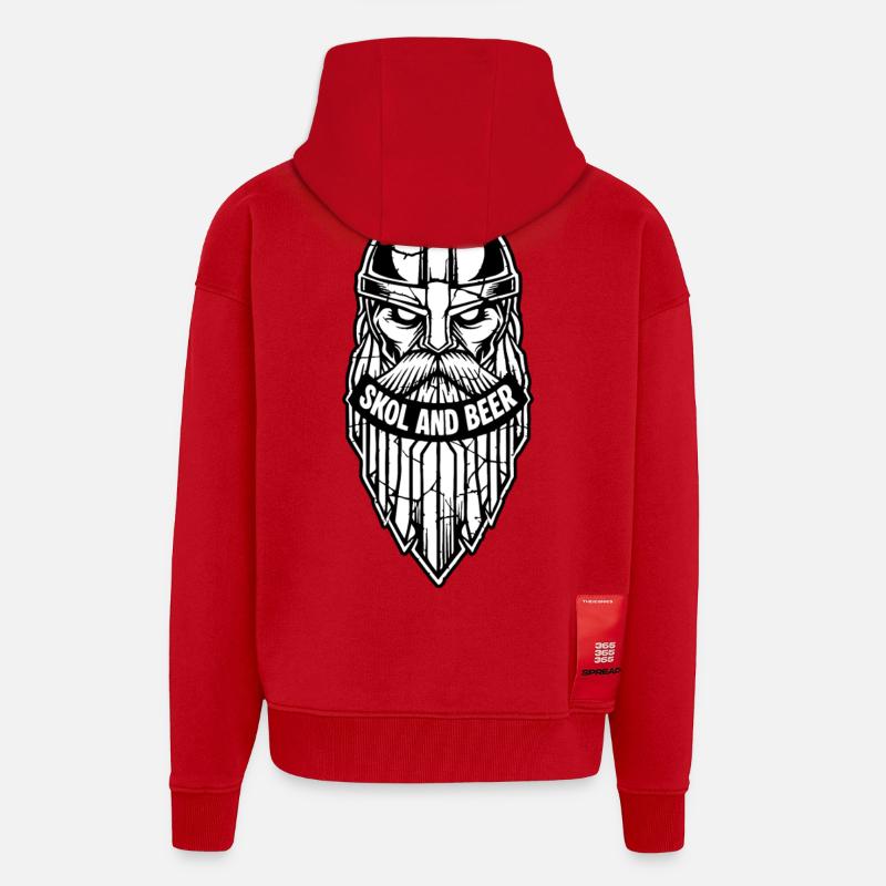 Maskottchen Wikinger-Skol und Bier-Krieger-Bart-Maskottchen - Zip Hoodie - made by SPREAD - Rot