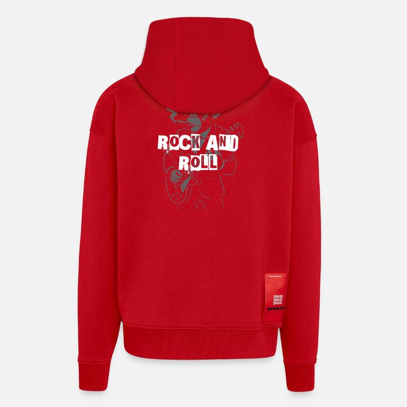 Guitariste Rock and Roll Monkey - Veste à capuche bio épaisse oversize fabriqué en UE - rouge