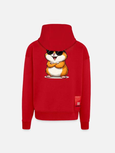 Confident hamster with sunglasses - Zip Hoodie - made by SPREAD - red