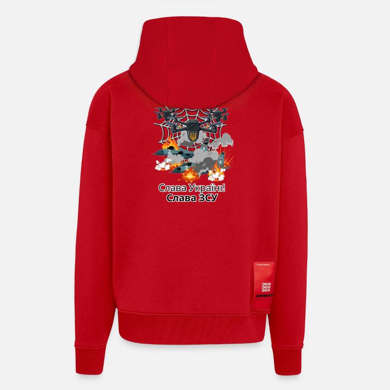Ukraine Design, Operation Spiderweb, Spiderweb - Zip Hoodie - made by SPREAD - red