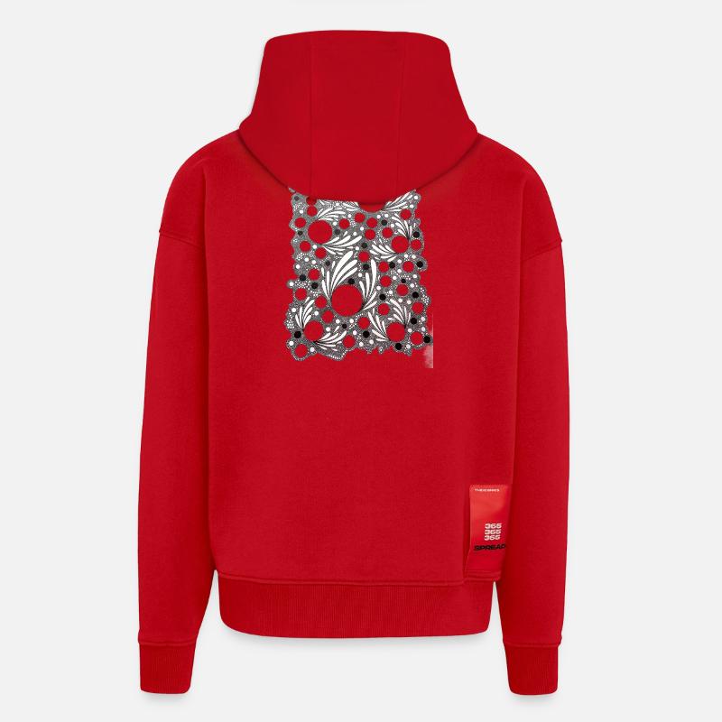 Leaf Blowing Lace Pattern - Zip Hoodie - made by SPREAD - red