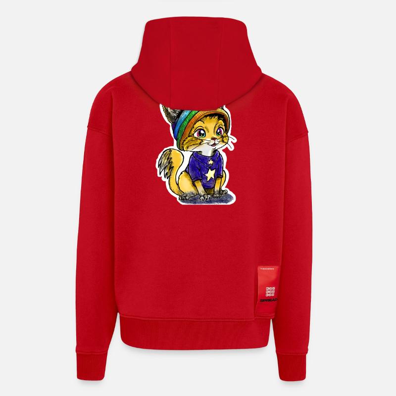 Regenbogen-Kätzchen - Zip Hoodie - made by SPREAD - Rot