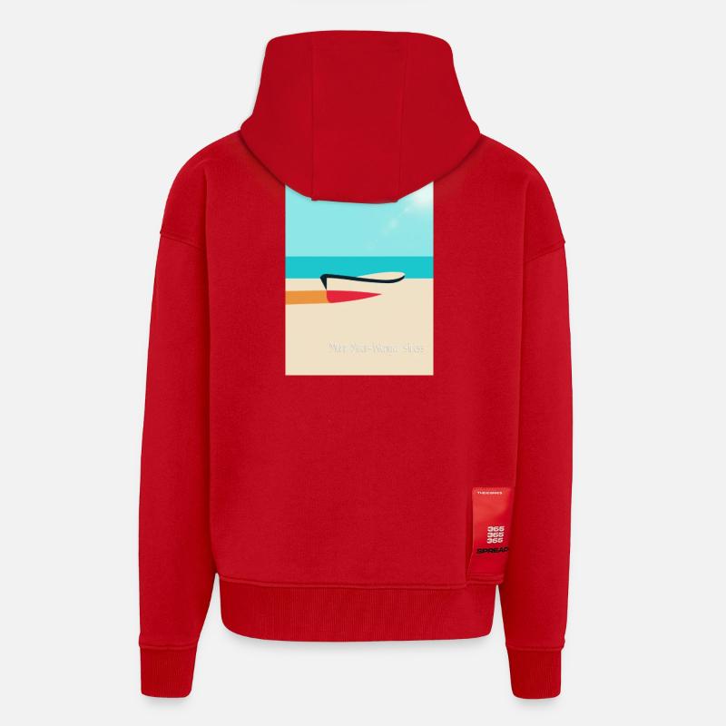 Plus de stress sans mer - Veste à capuche bio épaisse oversize fabriqué en UE - rouge