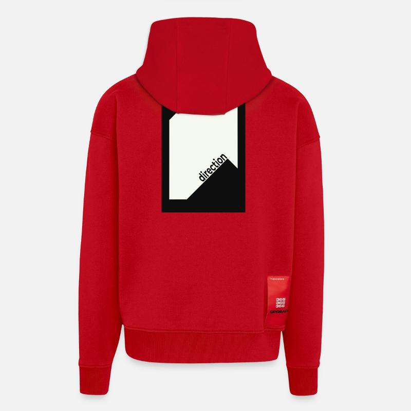 Direction Poster Schwarz – Minimal Statement - Zip Hoodie - made by SPREAD - Rot