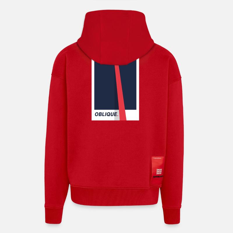 Oblique. Modern Typography Statement - Zip Hoodie - made by SPREAD - red