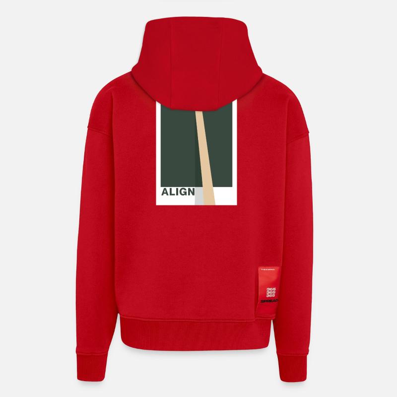 Align – Déclaration de conception - Veste à capuche bio épaisse oversize fabriqué en UE - rouge