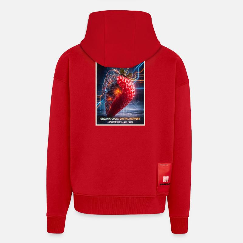 Synth-Beere: Kybernetische Erdbeere - Zip Hoodie - made by SPREAD - Rot