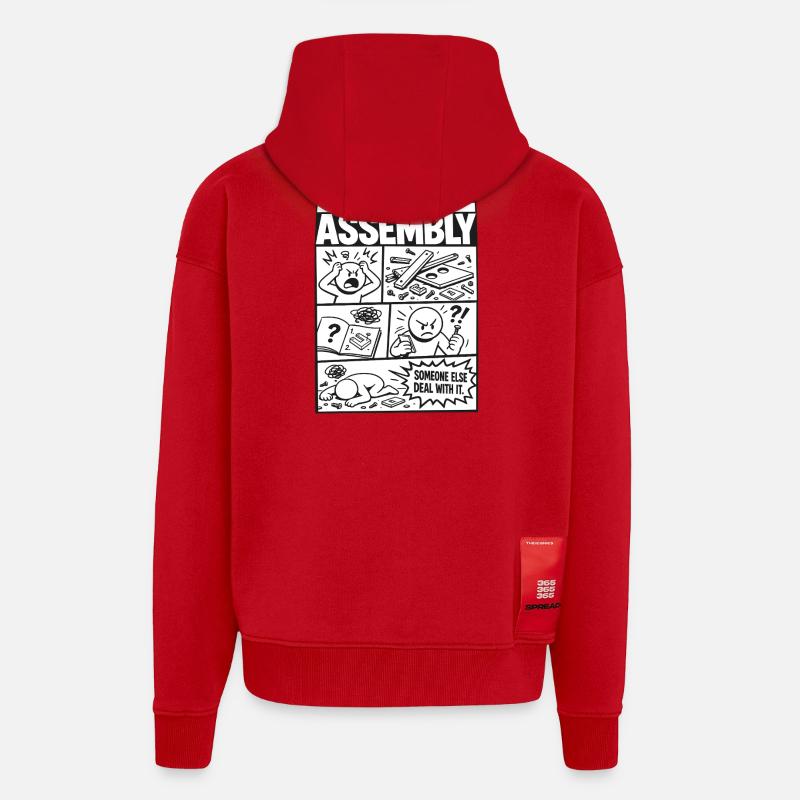 Je déteste les instructions d’assemblage - Veste à capuche bio épaisse oversize fabriqué en UE - rouge