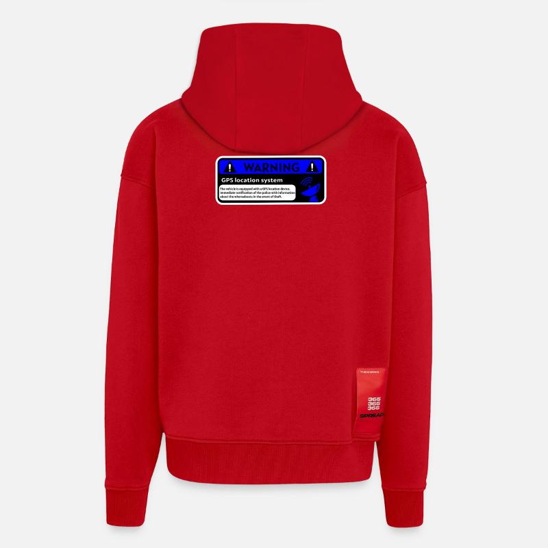 Alerte GPS et localisation véhicule - Veste à capuche bio épaisse oversize fabriqué en UE - rouge