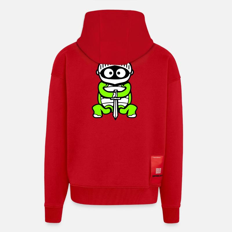 Turtle Knight Épée Fighter Armure Casque - Veste à capuche bio épaisse oversize fabriqué en UE - rouge