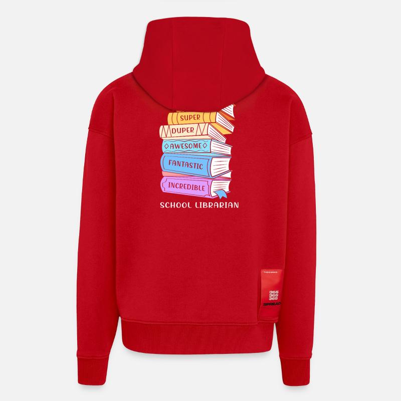 Rat de bibliothèque de lecture - Veste à capuche bio épaisse oversize fabriqué en UE - rouge