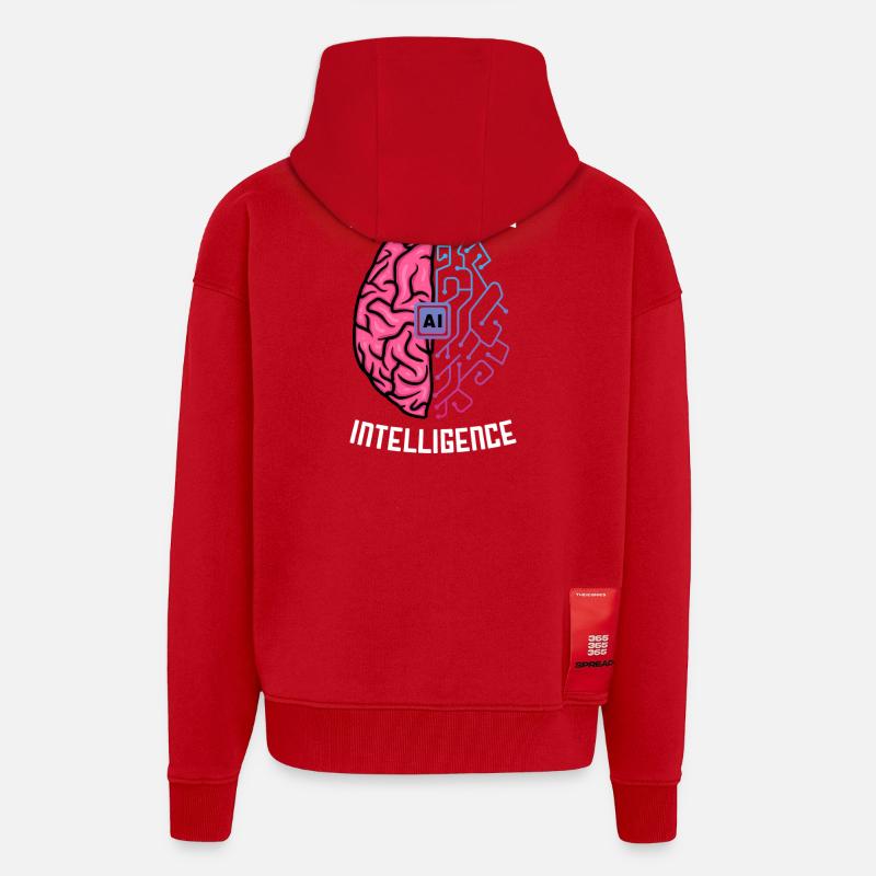 Artificial Intelligence Brain Tech Design - Zip Hoodie - made by SPREAD - red