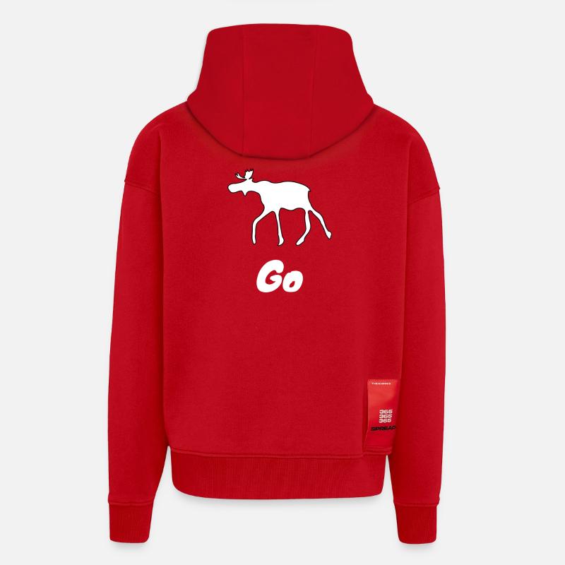 Emil the Elk withe - Zip Hoodie - made by SPREAD - red