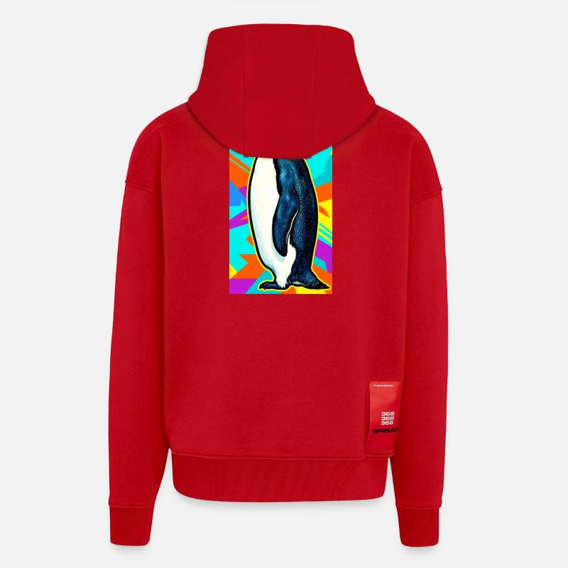 pingouin - Veste à capuche bio épaisse oversize fabriqué en UE - rouge