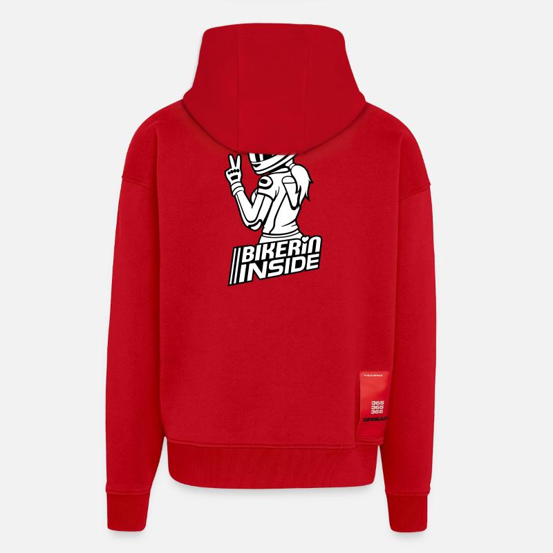 Bikerin inside (Farben änderbar) - Zip Hoodie - made by SPREAD - Rot