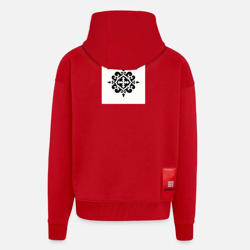 Elegant Black Ornamental Pattern - Zip Hoodie - made by SPREAD - red
