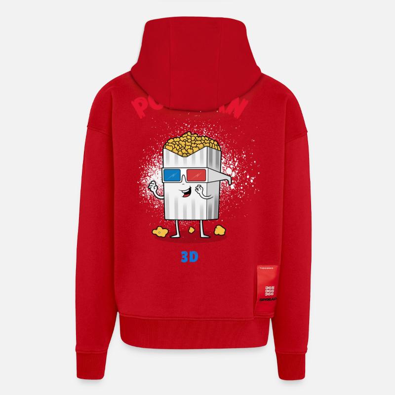 popcorn - Veste à capuche bio épaisse oversize fabriqué en UE - rouge