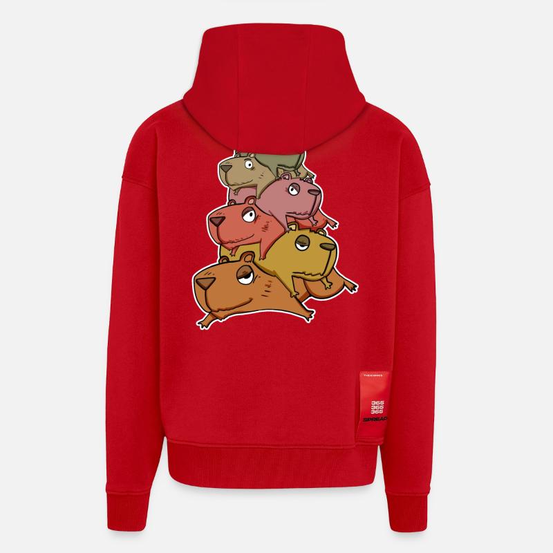 Capybara Tas de Capybara - Veste à capuche bio épaisse oversize fabriqué en UE - rouge