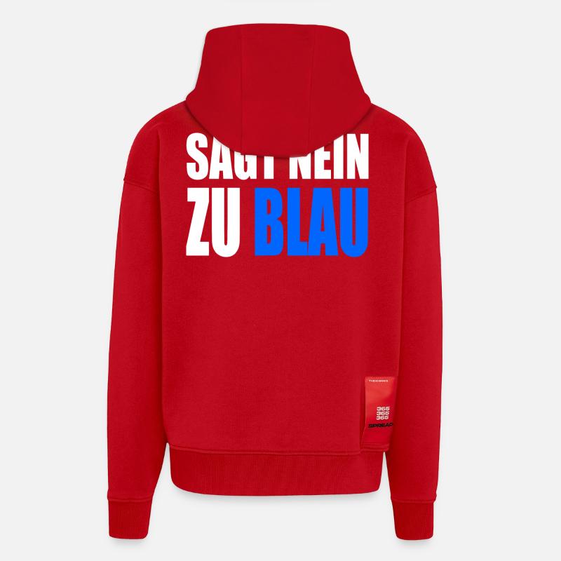Dites non au bleu - Veste à capuche bio épaisse oversize fabriqué en UE - rouge