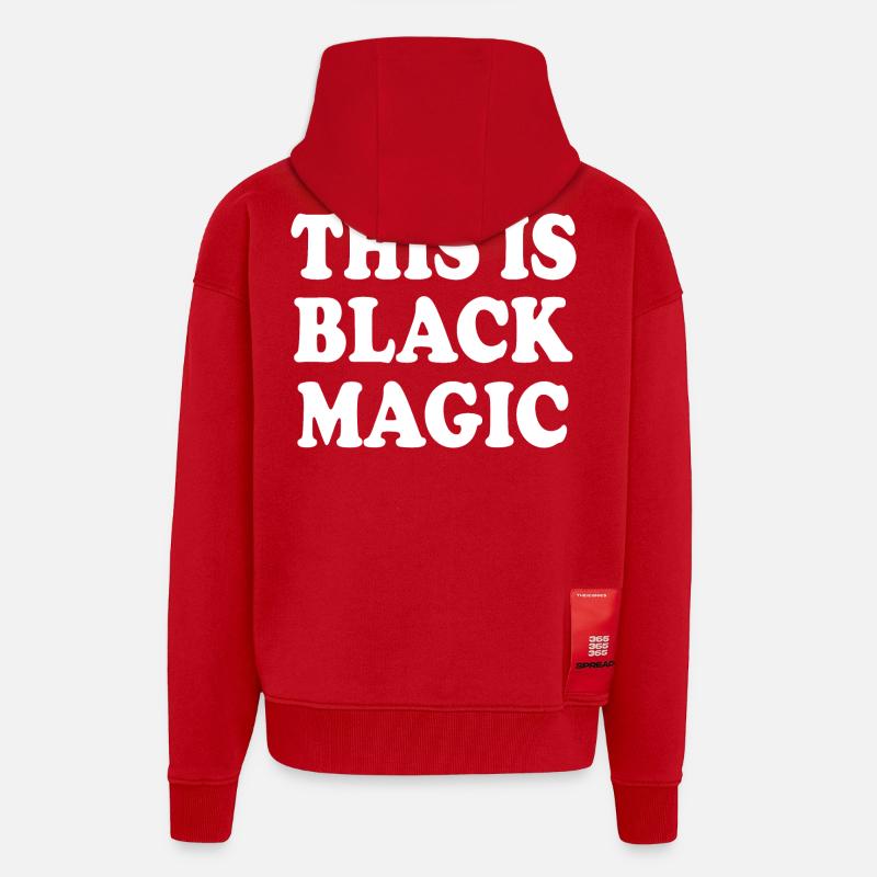 this is black magic - Veste à capuche bio épaisse oversize fabriqué en UE - rouge