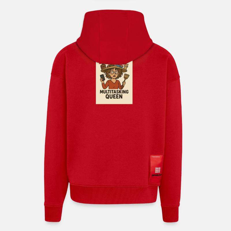 Reine du multitâche - Veste à capuche bio épaisse oversize fabriqué en UE - rouge