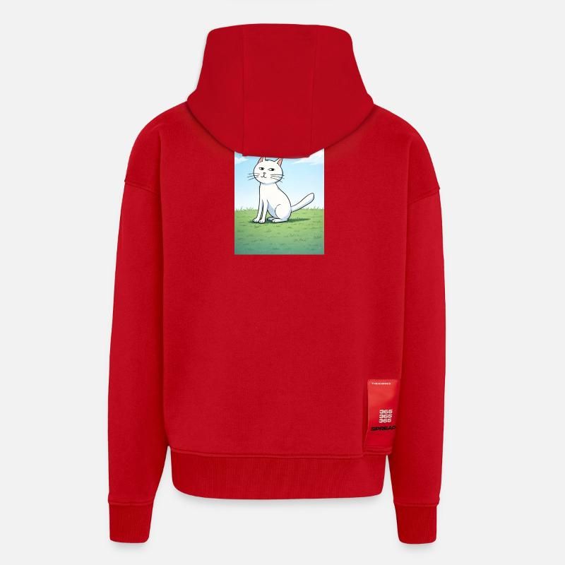 Weiße Katze mit frechen Blick - Zip Hoodie - made by SPREAD - Rot