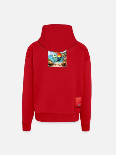Coastal Coat of Arms Tropical Shield - Zip Hoodie - made by SPREAD - red