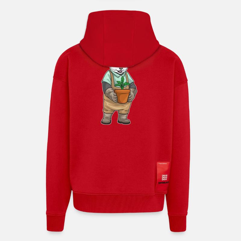 Panda Gärtner Setzling Garten - Zip Hoodie - made by SPREAD - Rot