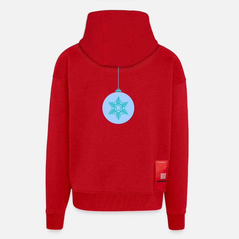 Weihnachtskugel Schneeflocken Blau Ornament - Zip Hoodie - made by SPREAD - Rot