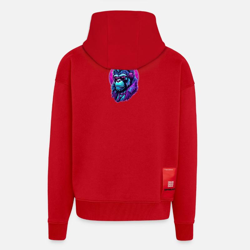 Berauschter Gorilla mit Kopfhörern - Zip Hoodie - made by SPREAD - Rot