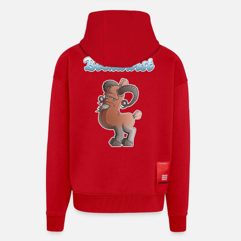 Bockwurst - Veste à capuche bio épaisse oversize fabriqué en UE - rouge