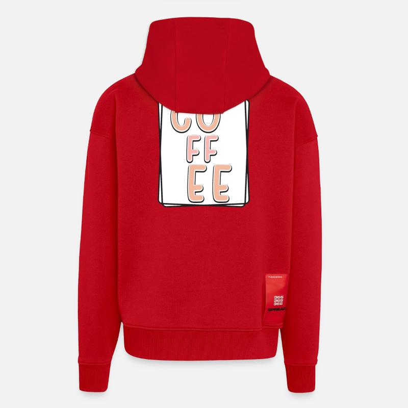 Kaffee Typo Panel - Zip Hoodie - made by SPREAD - Rot