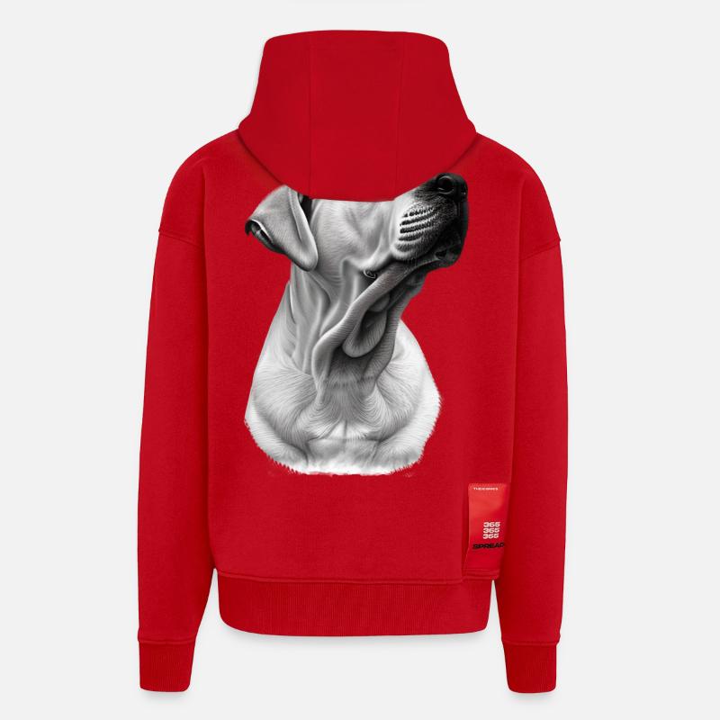 Fier blond labrador - Veste à capuche bio épaisse oversize fabriqué en UE - rouge