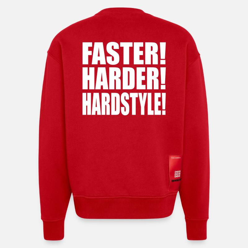 Faster Harder Hardstyle DE - Heavyweight Oversized Organic Crew Neck Made in EU - Rot