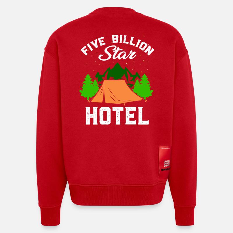 Camping Campen Zelten Geschenk - Heavyweight Oversized Organic Crew Neck Made in EU - Rot