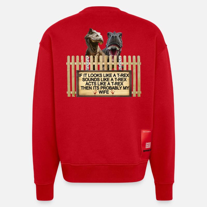 TREX Ehefrau Witz Zeichen T-Shirt - Heavyweight Oversized Organic Crew Neck Made in EU - Rot