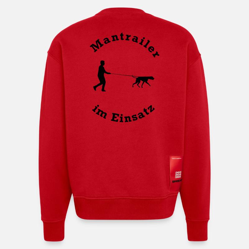 MANTRAILER IM EINSATZ - Heavyweight Oversized Organic Crew Neck Made in EU - Rot