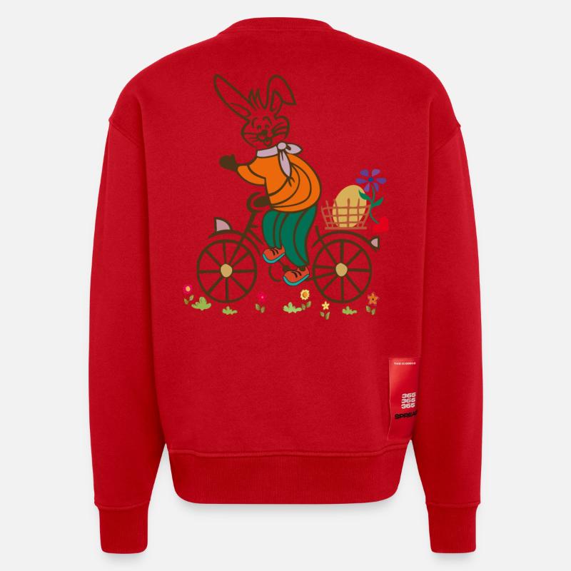 Easter , Easter Egg, Easter - Heavyweight Oversized Organic Crew Neck Made in EU - red