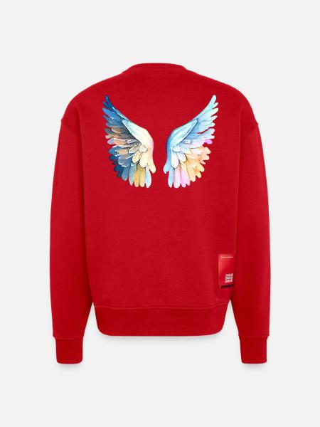 Ailes d'Ange Pastel Angelwings - Heavyweight Oversized Organic Crew Neck Made in EU - red