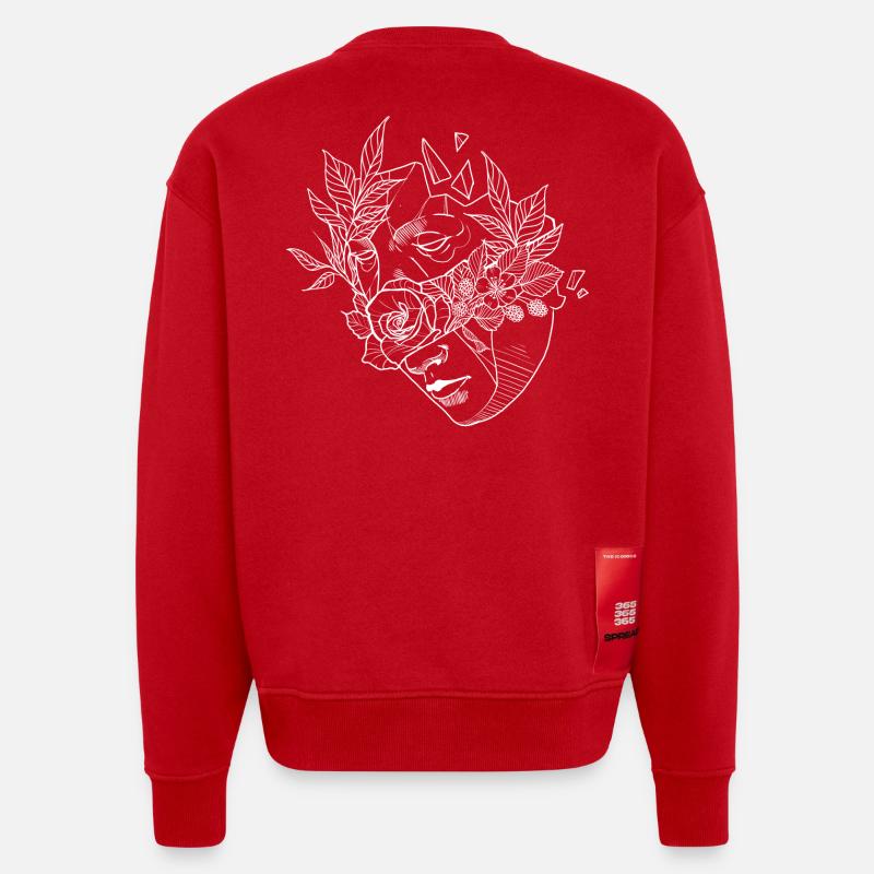 Masque de fleur 2 - Sweat bio épais oversize fabriqué en UE - rouge