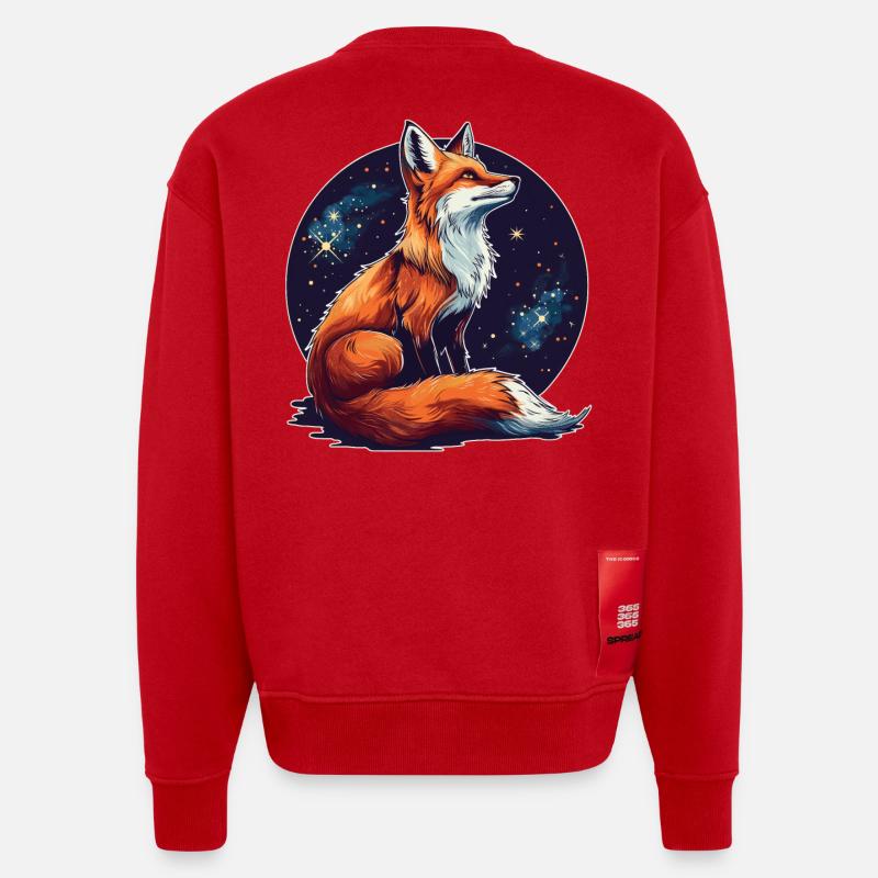 Fuchs mit Sternen - Heavyweight Oversized Organic Crew Neck Made in EU - Rot