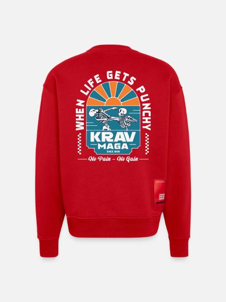 When Life Gets Punchy - Heavyweight Oversized Organic Crew Neck Made in EU - red