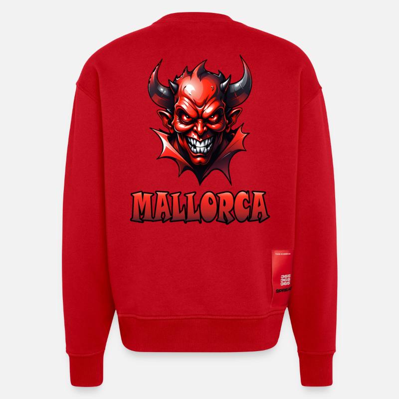 Majorque avec Red Devil - Sweat bio épais oversize fabriqué en UE - rouge