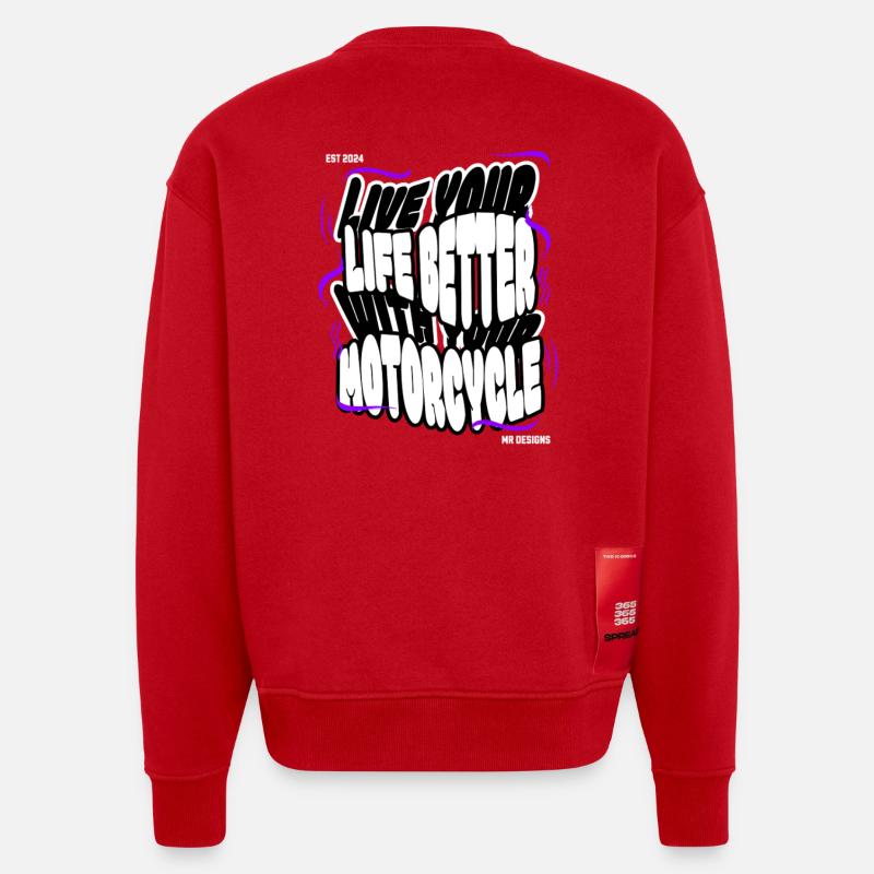 Motorcycle x MR DESIGNS  - Heavyweight Oversized Organic Crew Neck Made in EU - Rot