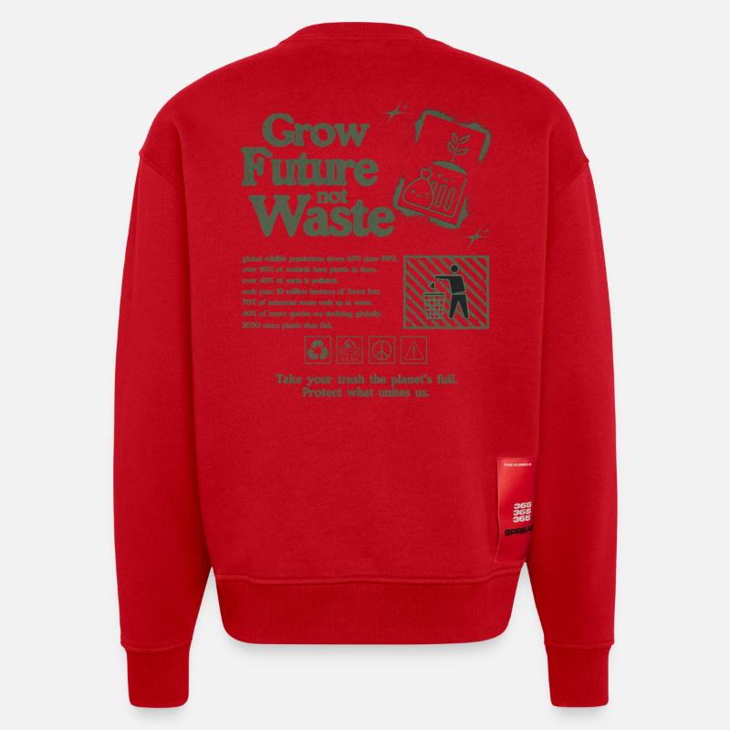Déclaration de croissance durable Imprimer - Sweat bio épais oversize fabriqué en UE - rouge