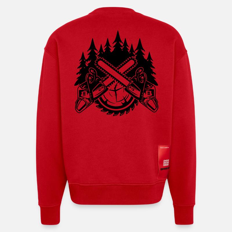 Tronçonneuses - Sweat bio épais oversize fabriqué en UE - rouge