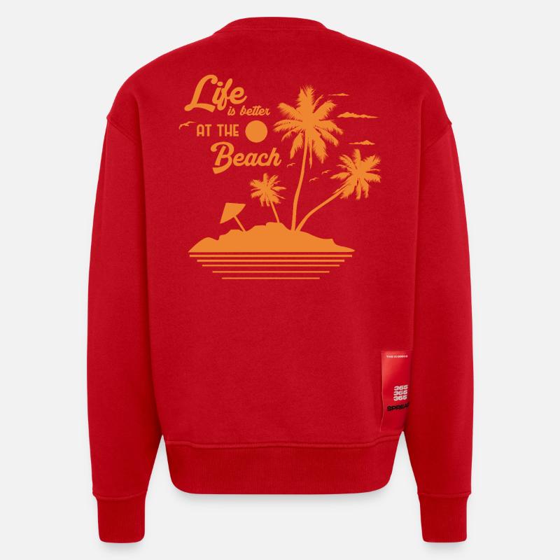 Coucher de soleil sur Palm Beach - Sweat bio épais oversize fabriqué en UE - rouge