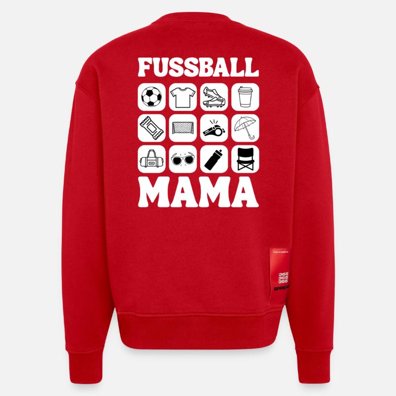 Conception de maman footballeuse - Sweat bio épais oversize fabriqué en UE - rouge