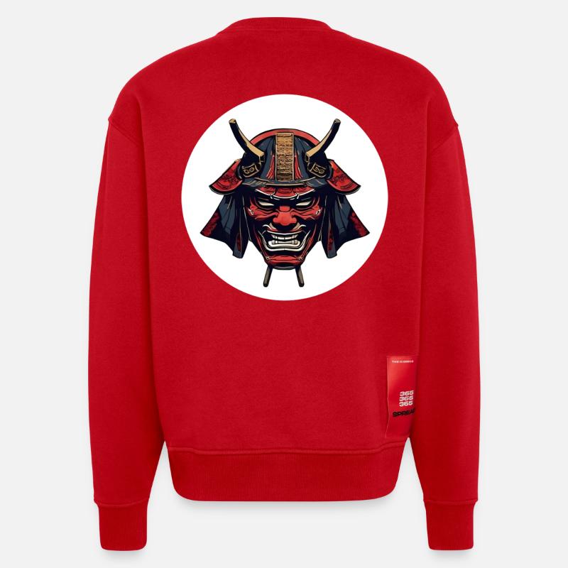 Casque de démon Oni rouge - Sweat bio épais oversize fabriqué en UE - rouge